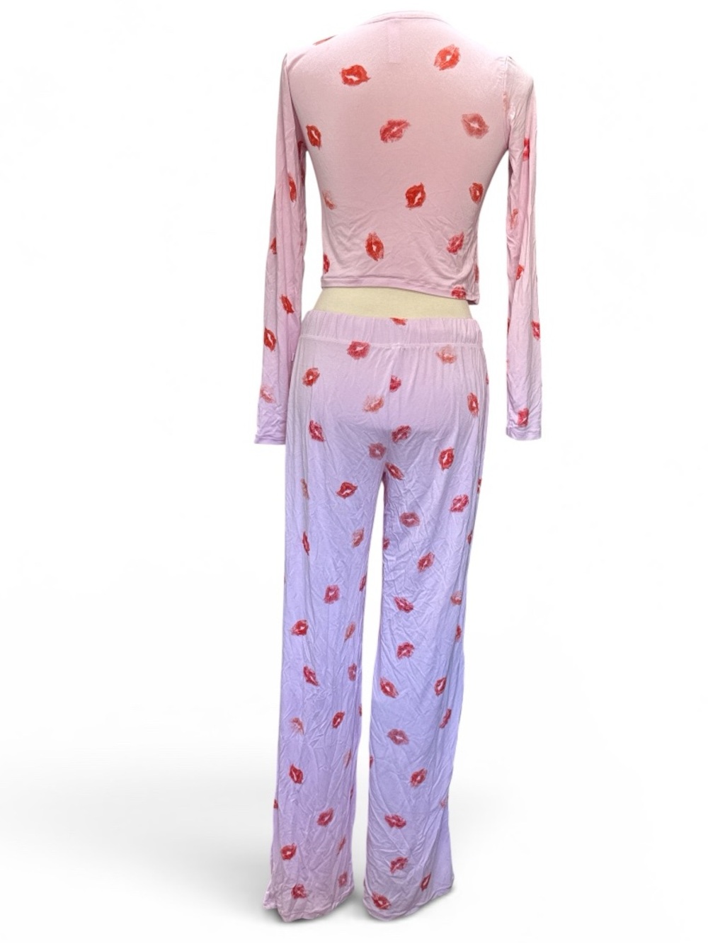 SKIMS Pink Lip-Print Lounge Top and Pants Set #470 - Picture 2 of 7